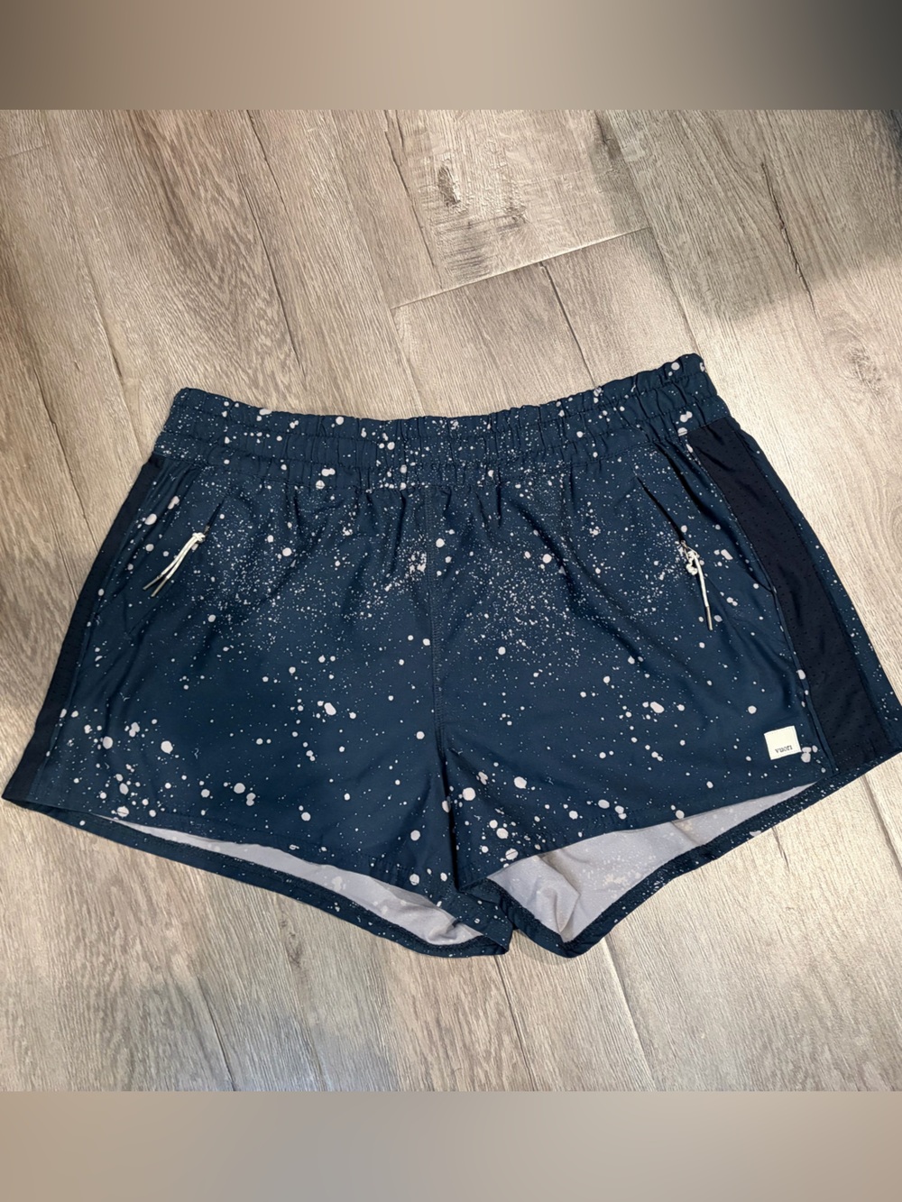 Vuori Women's Navy Splatter-Print Running Shorts